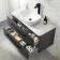 Omaha Slate Grey Wall Hung Drawer Vanity with Marble Top & Curved Counter Top Basin 1000mm - Black Accents
