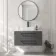 Omaha Slate Grey Wall Hung Drawer Vanity with Marble Top & Marin Basin 1000mm - Black Accents
