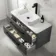 Omaha Slate Grey Wall Hung Drawer Vanity with Marble Top & Marin Basin 1000mm - Black Accents