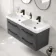 Omaha Slate Grey Wall Hung Double Basin Drawer Vanity 1200mm - Black Accents