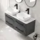Omaha Slate Grey Wall Hung Drawer Vanity with Marble Top & Curved Counter Top Basin 1200mm - Black Accents