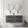 Omaha Slate Grey Wall Hung Drawer Vanity with Marble Top & Curved Counter Top Basin 1200mm - Black Accents