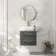 Omaha Slate Grey Wall Hung Drawer Vanity with Marble Top & Curved Counter Top Basin 600mm - Brushed Brass Accents