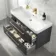 Omaha Slate Grey Wall Hung Basin Drawer Vanity 1000mm - Brushed Brass Accents