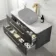 Omaha Slate Grey Wall Hung Drawer Vanity with Marble Top 1000mm (Excludes Counter Top Basin) - Brushed Brass Accents