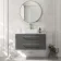 Omaha Slate Grey Wall Hung Drawer Vanity with Marble Top & Marin Basin 1000mm - Brushed Brass Accents