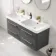 Omaha Slate Grey Wall Hung Double Basin Drawer Vanity 1200mm - Brushed Brass Accents