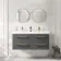 Omaha Slate Grey Wall Hung Double Basin Drawer Vanity 1200mm - Brushed Brass Accents