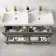 Omaha Slate Grey Wall Hung Double Basin Drawer Vanity 1200mm - Brushed Brass Accents