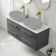 Omaha Slate Grey Wall Hung Drawer Vanity with Marble Top 1200mm (Excludes Counter Top Basin) - Brushed Brass Accents