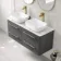 Omaha Slate Grey Wall Hung Drawer Vanity with Marble Top & Curved Counter Top Basin 1200mm - Brushed Brass Accents