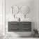 Omaha Slate Grey Wall Hung Drawer Vanity with Marble Top & Curved Counter Top Basin 1200mm - Brushed Brass Accents