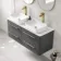 Omaha Slate Grey Wall Hung Drawer Vanity with Marble Top & Marin Basin 1200mm - Brushed Brass Accents