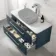 Omaha Navy Blue Wall Hung Drawer Vanity with Marble Top 1000mm - Excludes Counter Top Basin