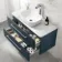 Omaha Navy Blue Wall Hung Drawer Vanity with Marble Top & Curved Counter Top Basin 1000mm