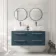Omaha Navy Blue Wall Hung Drawer Vanity with Marble Top & Curved Counter Top Basin 1200mm