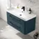 Omaha Navy Blue Wall Hung Basin Drawer Vanity 1000mm - Black Accents