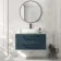 Omaha Navy Blue Wall Hung Drawer Vanity with Marble Top & Curved Counter Top Basin 1000mm - Black Accents