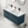 Omaha Navy Blue Wall Hung Double Basin Drawer Vanity 1200mm - Black Accents