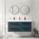 Omaha Navy Blue Wall Hung Double Basin Drawer Vanity 1200mm - Black Accents