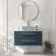 Omaha Navy Blue Wall Hung Drawer Vanity with Marble Top 1000mm (Excludes Counter Top Basin) - Brushed Brass Accents