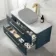 Omaha Navy Blue Wall Hung Drawer Vanity with Marble Top 1000mm (Excludes Counter Top Basin) - Brushed Brass Accents