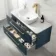 Omaha Navy Blue Wall Hung Drawer Vanity with Marble Top & Curved Counter Top Basin 1000mm - Brushed Brass Accents