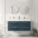 Omaha Navy Blue Wall Hung Double Basin Drawer Vanity 1200mm - Brushed Brass Accents