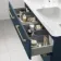 Omaha Navy Blue Wall Hung Double Basin Drawer Vanity 1200mm - Brushed Brass Accents