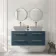 Omaha Navy Blue Wall Hung Drawer Vanity with Marble Top 1200mm (Excludes Counter Top Basin) - Brushed Brass Accents