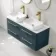 Omaha Navy Blue Wall Hung Drawer Vanity with Marble Top & Marin Basin 1200mm - Brushed Brass Accents