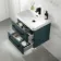 Omaha Mystic Green Wall Hung Basin Drawer Vanity 600mm - Black Accents