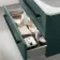Omaha Mystic Green Wall Hung Drawer Vanity with Marble Top & Marin Basin 800mm - Black Accents