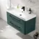 Omaha Mystic Green Wall Hung Basin Drawer Vanity 1000mm - Black Accents