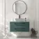 Omaha Mystic Green Wall Hung Drawer Vanity with Marble Top 1000mm (Excludes Counter Top Basin) - Black Accents