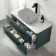 Omaha Mystic Green Wall Hung Drawer Vanity with Marble Top 1000mm (Excludes Counter Top Basin) - Black Accents
