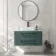 Omaha Mystic Green Wall Hung Drawer Vanity with Marble Top & Marin Basin 1000mm - Black Accents