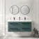 Omaha Mystic Green Wall Hung Double Basin Drawer Vanity 1200mm - Black Accents