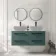Omaha Mystic Green Wall Hung Drawer Vanity with Marble Top 1200mm (Excludes Counter Top Basin) - Black Accents