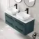Omaha Mystic Green Wall Hung Drawer Vanity with Marble Top & Curved Counter Top Basin 1200mm - Black Accents