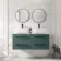 Omaha Mystic Green Wall Hung Drawer Vanity with Marble Top & Curved Counter Top Basin 1200mm - Black Accents