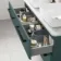 Omaha Mystic Green Wall Hung Drawer Vanity with Marble Top & Curved Counter Top Basin 1200mm - Black Accents