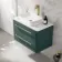 Omaha Mystic Green Wall Hung Drawer Vanity with Marble Top & Marin Basin 800mm - Brushed Brass Accents
