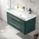 Omaha Mystic Green Wall Hung Basin Drawer Vanity 1000mm - Brushed Brass Accents