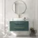 Omaha Mystic Green Wall Hung Drawer Vanity with Marble Top & Curved Counter Top Basin 1000mm - Brushed Brass Accents