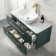 Omaha Mystic Green Wall Hung Drawer Vanity with Marble Top & Curved Counter Top Basin 1000mm - Brushed Brass Accents