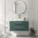 Omaha Mystic Green Wall Hung Drawer Vanity with Marble Top & Marin Basin 1000mm - Brushed Brass Accents