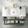 Omaha Mystic Green Wall Hung Drawer Vanity with Marble Top & Marin Basin 1000mm - Brushed Brass Accents