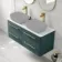 Omaha Mystic Green Wall Hung Drawer Vanity with Marble Top 1200mm (Excludes Counter Top Basin) - Brushed Brass Accents