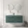 Omaha Mystic Green Wall Hung Drawer Vanity with Marble Top & Curved Counter Top Basin 1200mm - Brushed Brass Accents